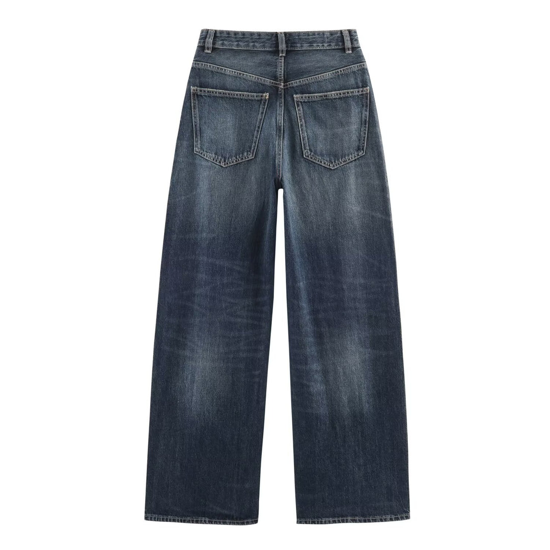 Damen Jeans mit hohem Bund und weitem Bein Nord Taschen