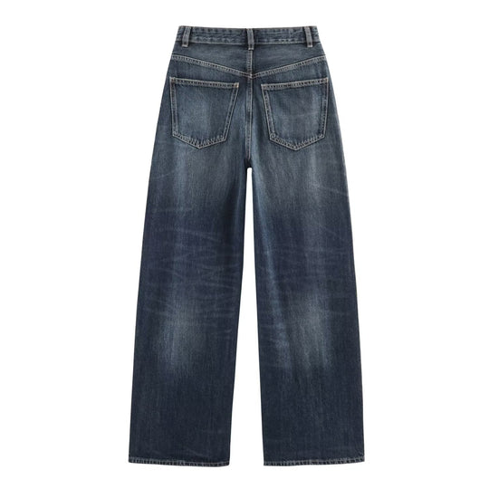 Damen Jeans mit hohem Bund und weitem Bein Nord Taschen