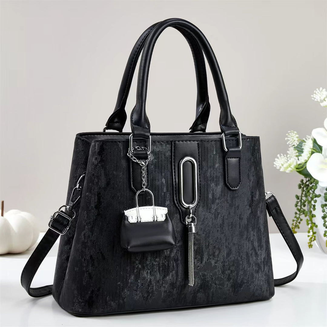 Damen elegante Handtasche mit strukturiertem Obermaterial und abnehmbarem Mini-Portemonnaie Nord Taschen