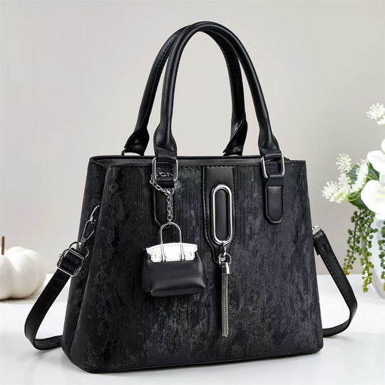Damen elegante Handtasche mit strukturiertem Obermaterial und abnehmbarem Mini-Portemonnaie Nord Taschen