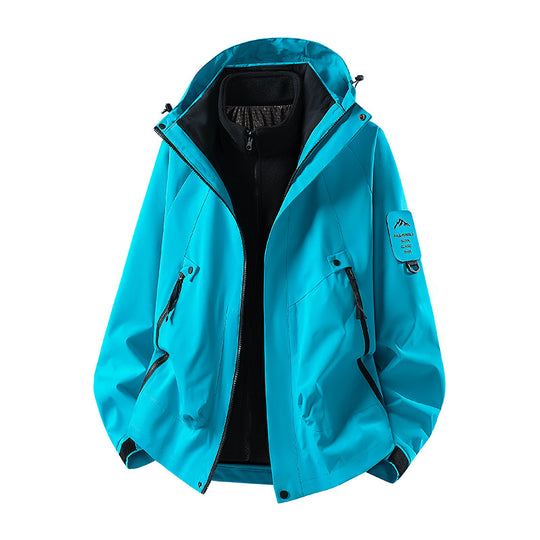 Herren Zwei-in-eins Wetterschutzjacke mit abnehmbarer Steppweste und verstellbarer Kapuze Nord Taschen