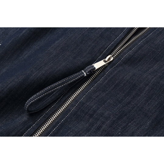 Herren Boxy-Jeansblouson mit hohem Stehkragen, sichtbarer Kontrastnaht und elastischem Saum Nord Taschen
