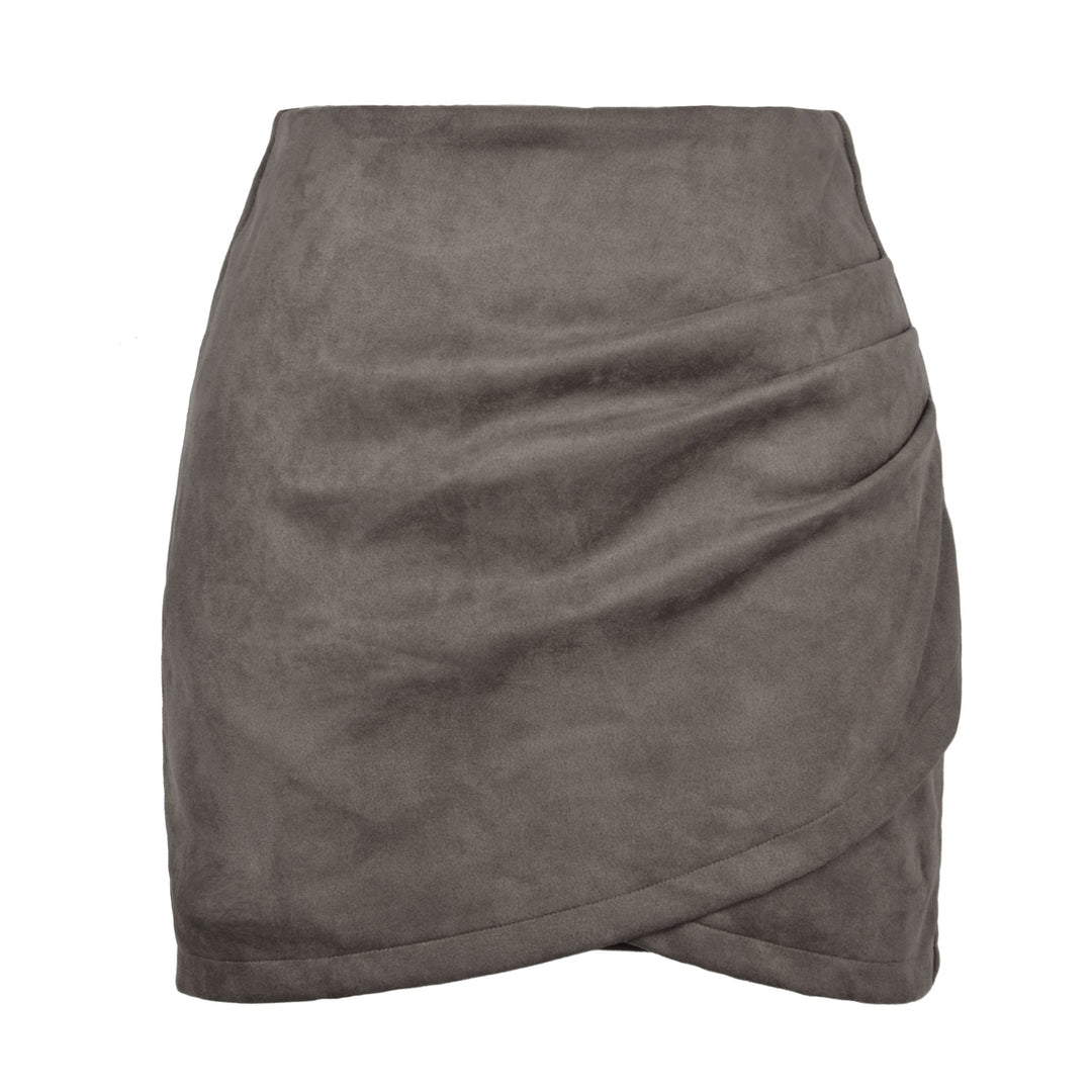 Damen High-Waist Wickelrock aus samtigem Mikrofaser
