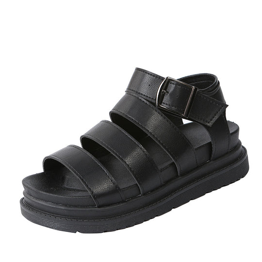 Damen  komfortable Gladiator‑Sandale mit extra gedämpftem Komfortfußbett, vier breiten Riemen und verstellbarer Metallschnalle Nord Taschen