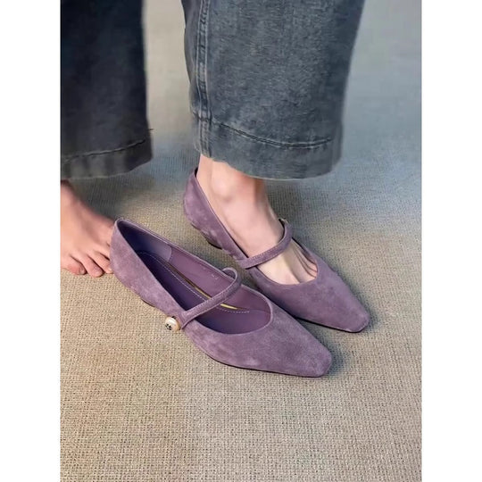 Damen elegante Mary Jane Ballerinas mit modischem Riemenverschluss und schicker Schnallenapplikation