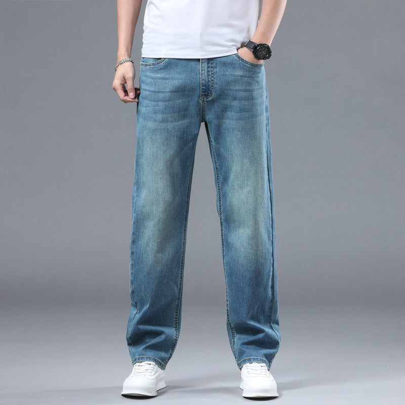 Herren Extraweite Denim-Baggy-Jeans mit geradem Bein & soften Waschungen Nord Taschen