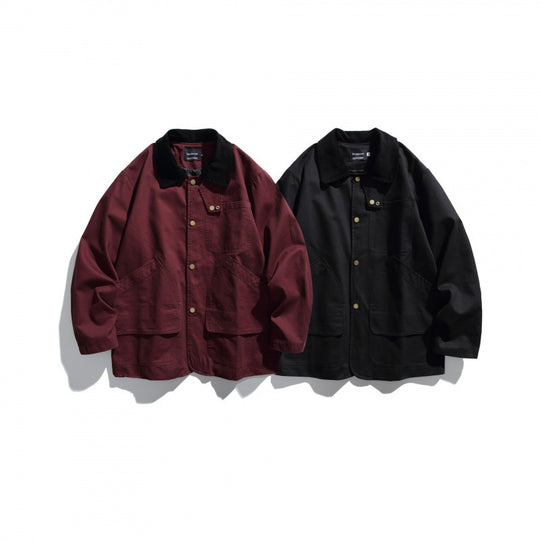 Herren Canvas-Chorejacke mit Cordkragen und Druckknopffront Nord Taschen