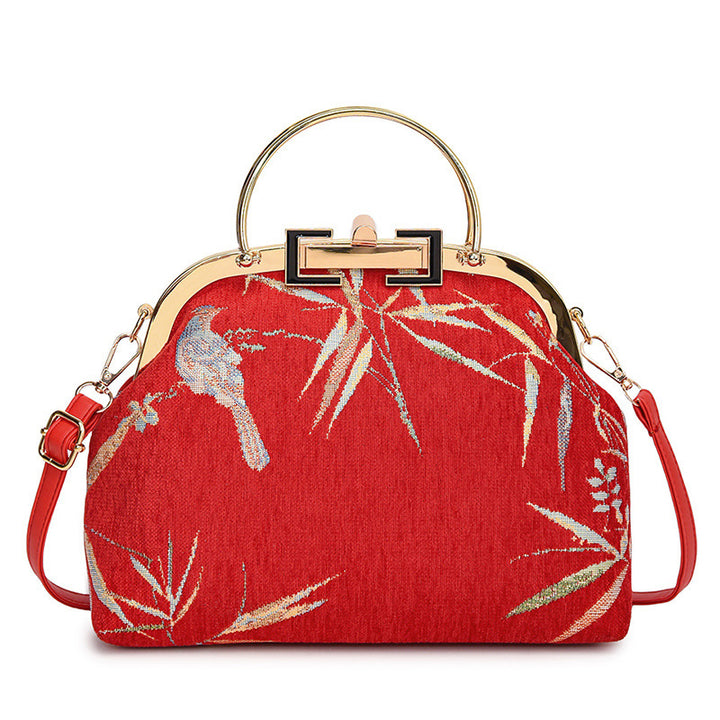 Damen elegante Handtasche mit kunstvoller Vogel-Stickerei Nord Taschen