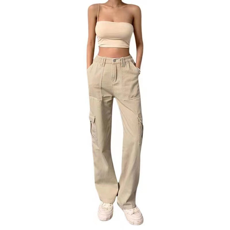 Damen Cargo-Hose mit praktischen Seitentaschen und weitem Schnitt
