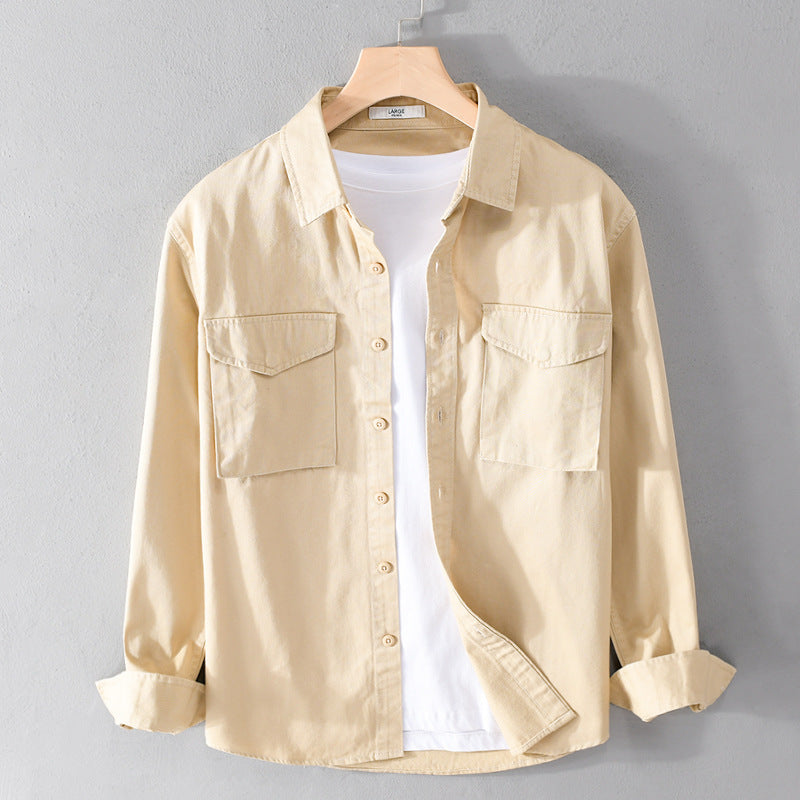 Herren Robustem Baumwoll-Twill Overshirt mit aufgesetzten Brusttaschen und Relaxed-Fit Nord Taschen