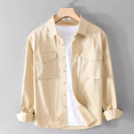 Herren Robustem Baumwoll-Twill Overshirt mit aufgesetzten Brusttaschen und Relaxed-Fit Nord Taschen