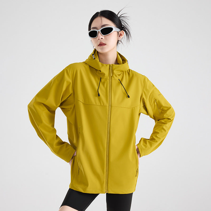 Damen Atmungsaktive Softshell-Regenjacke mit Kapuze, winddicht und minimalistischer Tech-Optik Nord Taschen