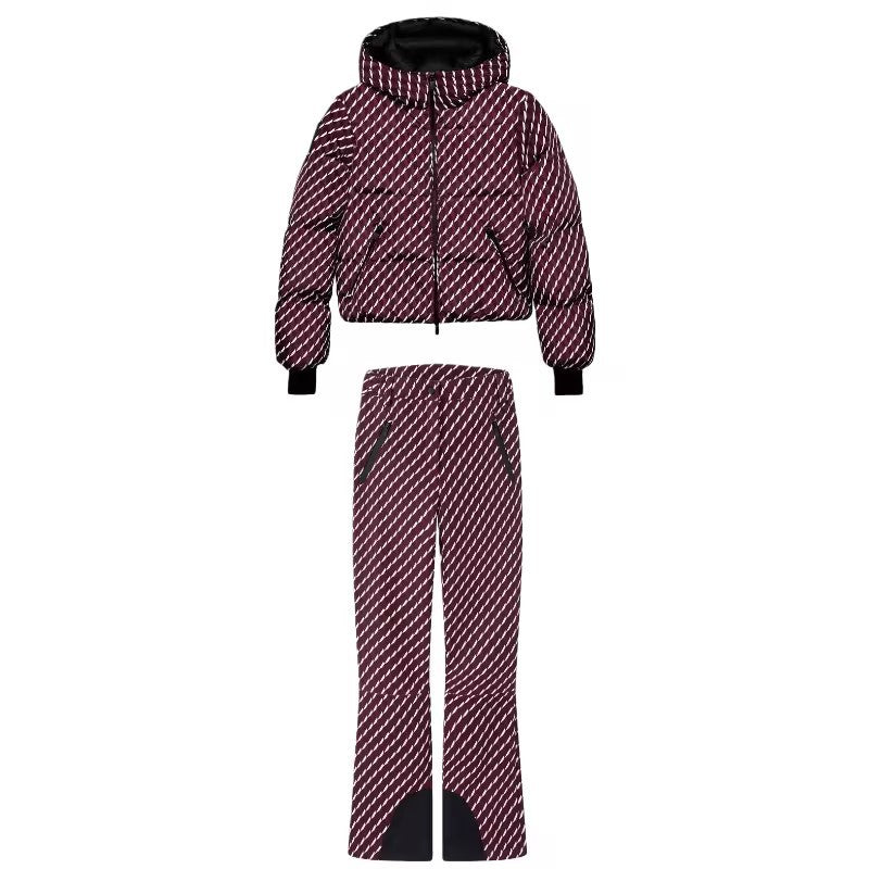 Damen Gemusterte Stretch-Joggpant mit ausgestelltem Schlag, elastischem Tunnelzugbund und Reißverschlusstaschen Nord Taschen