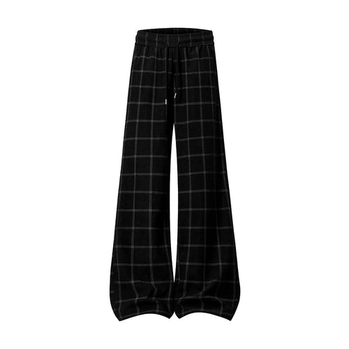 Damen Weite Palazzo-Hose im Karomuster mit elastischem Bund & Kordelzug Nord Taschen