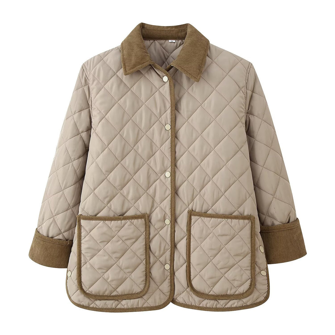 Damen Steppjacke mit Kordkragen, Pattentaschen und Druckknopfverschluss Nord Taschen