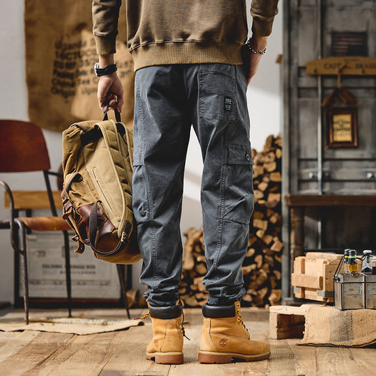 Herren Cargo-Joggerhose aus Baumwoll-Twill mit Kordelzug, Cargotaschen und elastischen Bündchen Nord Taschen