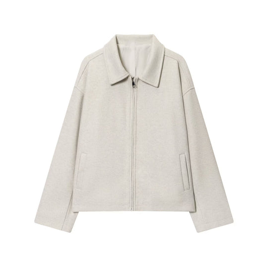 Damen Oversize Wollmix-Boxyjacke mit durchgehendem Reißverschluss und Eingrifftaschen Nord Taschen