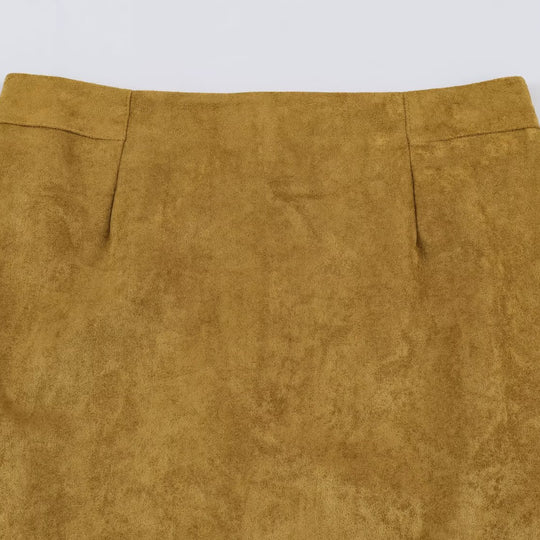 Damen Bleistiftrock aus Velourslederoptik mit hoher Taille Nord Taschen