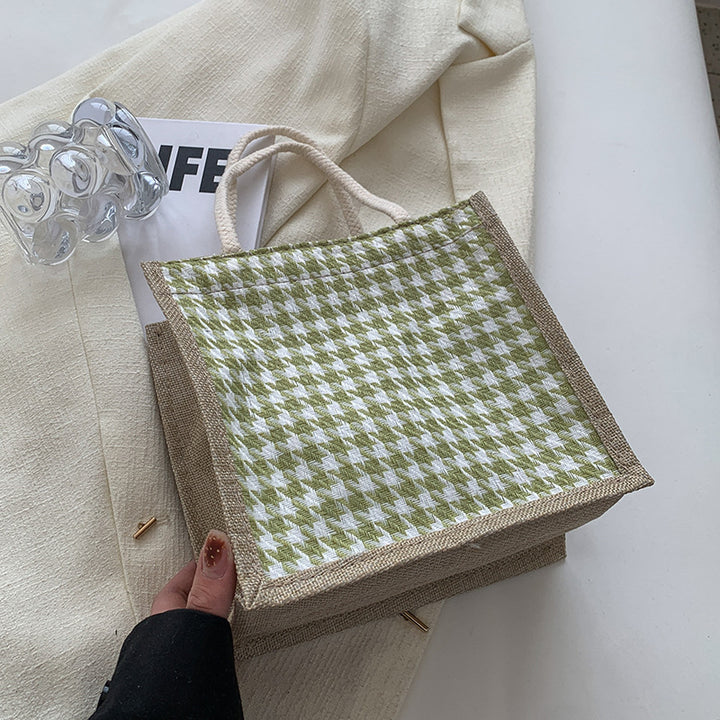 Damen Jute-Bag im klassischen Hahnentrittmuster Nord Taschen