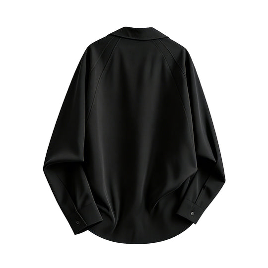 Damen Oversize-Blusenshirt aus fließendem Stretch mit Hemdkragen Nord Taschen