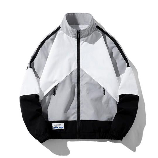 Herren Leichte Windbreaker-Trackjacke im geometrischen Colorblock mit Mesh‑Futter, Stehkragen & Reißverschluss Nord Taschen