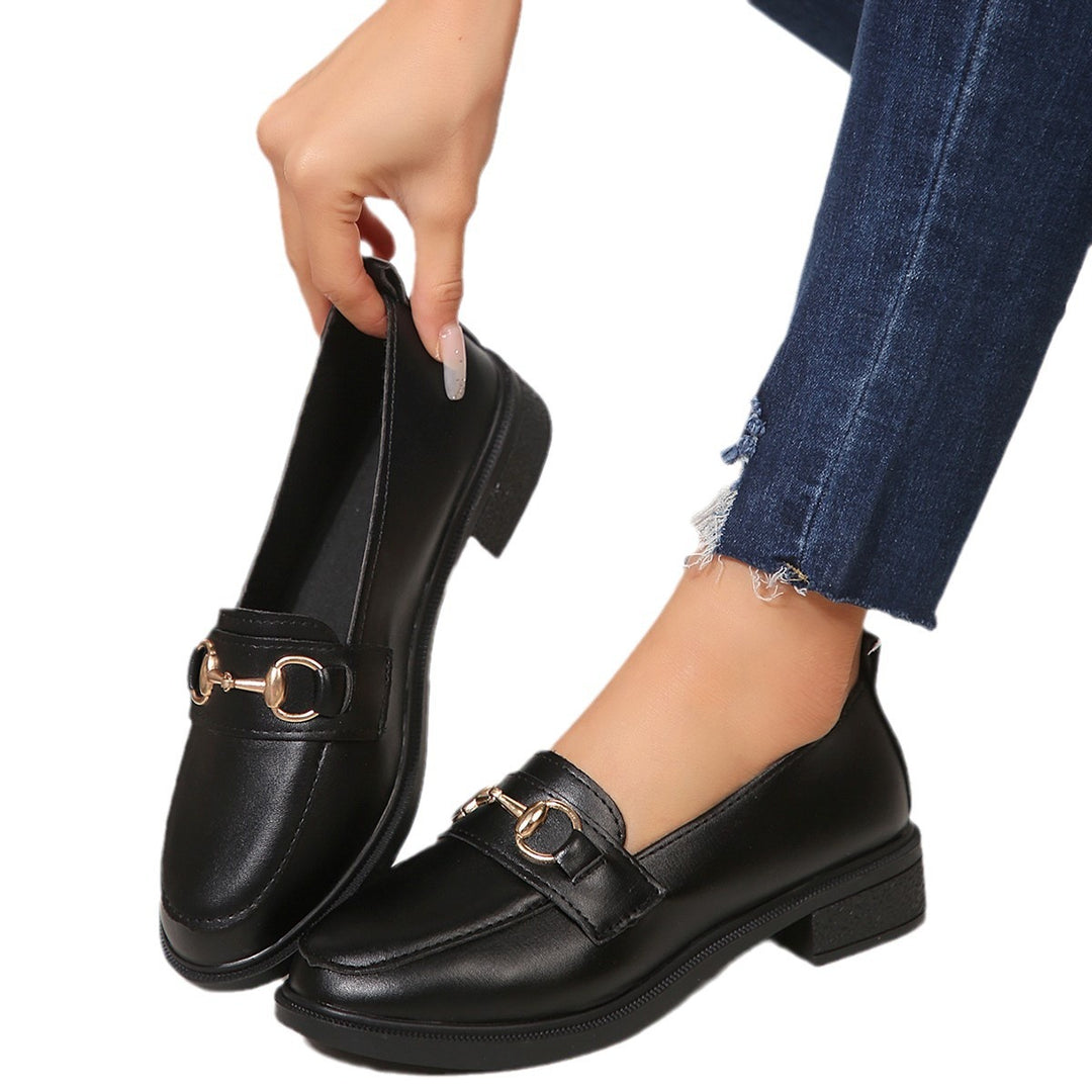 Damen Lackleder-Plateau-Loafer mit goldener Horsebit-Detail und niedrigem Blockabsatz Nord Taschen