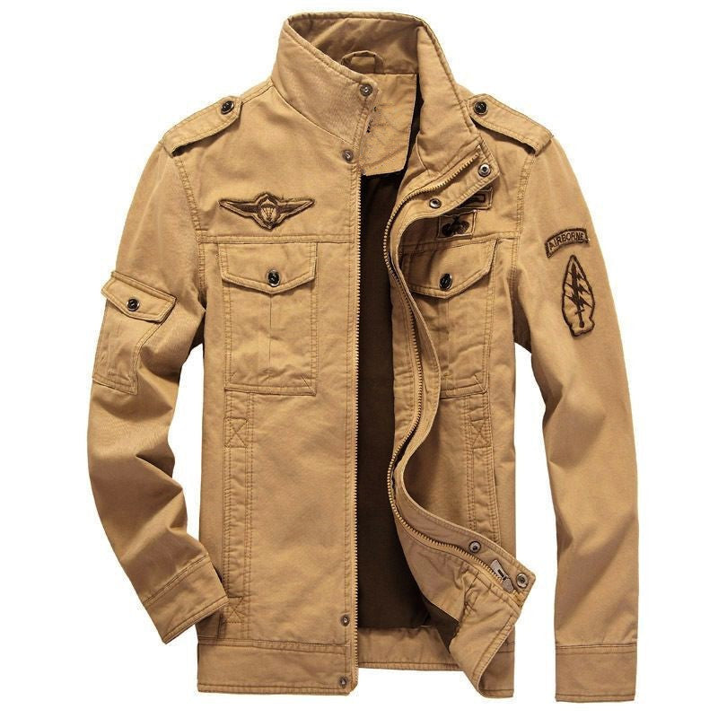 Herren Leichte Utility-Fieldjacke aus Baumwollmix mit Stehkragen, Schulterklappen und verdeckter Druckknopfleiste Nord Taschen