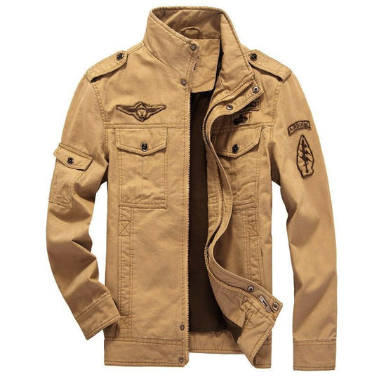 Herren Leichte Utility-Fieldjacke aus Baumwollmix mit Stehkragen, Schulterklappen und verdeckter Druckknopfleiste Nord Taschen