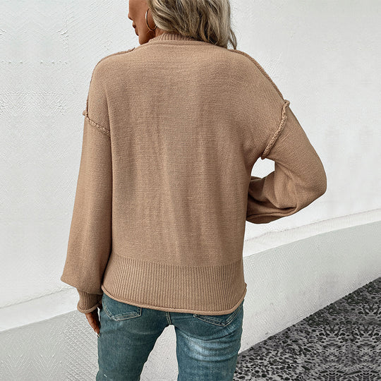Damen Lässiger Strickpullover mit aufgesetzter Tasche Nord Taschen