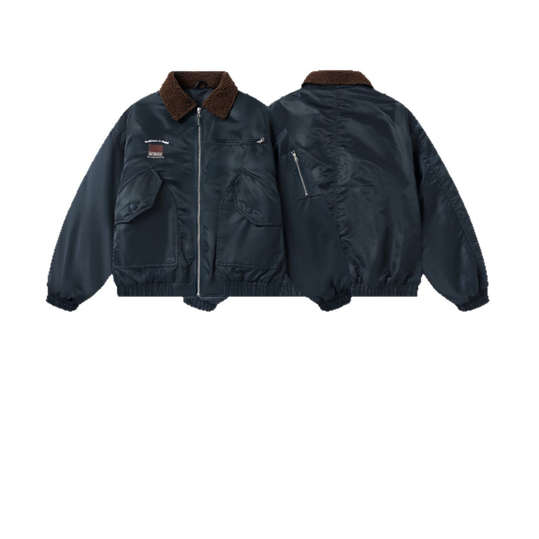 Herren Kurzer gesteppter Bomber mit Teddykragen und Multifunktionstaschen Nord Taschen