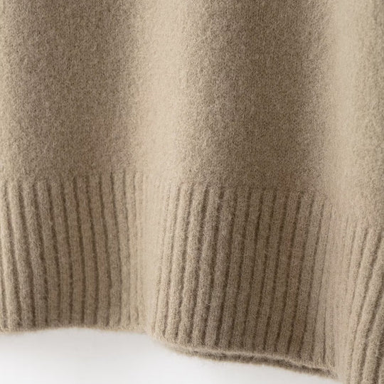 Damen Feiner Oversize-Strickpullover mit Rundhalsausschnitt, überschnittenen Schultern und extra langen Rippbündchen Nord Taschen