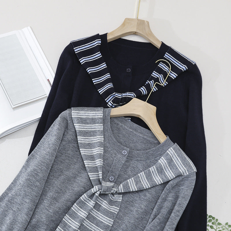 Damen Feiner Button-Cardigan mit maritimem Schultertuch-Detail aus leichtem Feinstrick Nord Taschen