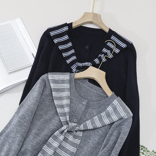 Damen Feiner Button-Cardigan mit maritimem Schultertuch-Detail aus leichtem Feinstrick Nord Taschen
