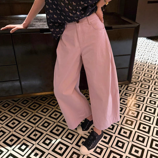 Damen Weite Culotte-Hose mit hoher Taille, Five-Pocket‑Detail & legerer Bundfalte Nord Taschen