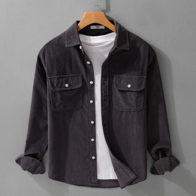 Herren Cord-Overshirt im Relaxed-Fit mit aufgesetzten Brustklappen und weichem Griff Nord Taschen
