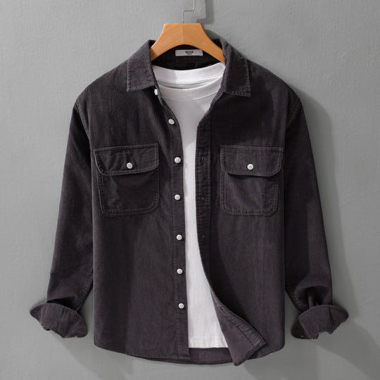 Herren Cord-Overshirt im Relaxed-Fit mit aufgesetzten Brustklappen und weichem Griff Nord Taschen