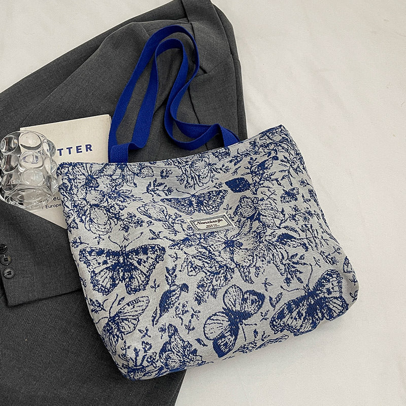 Damen Jute-Handtasche mit floralem Design Nord Taschen