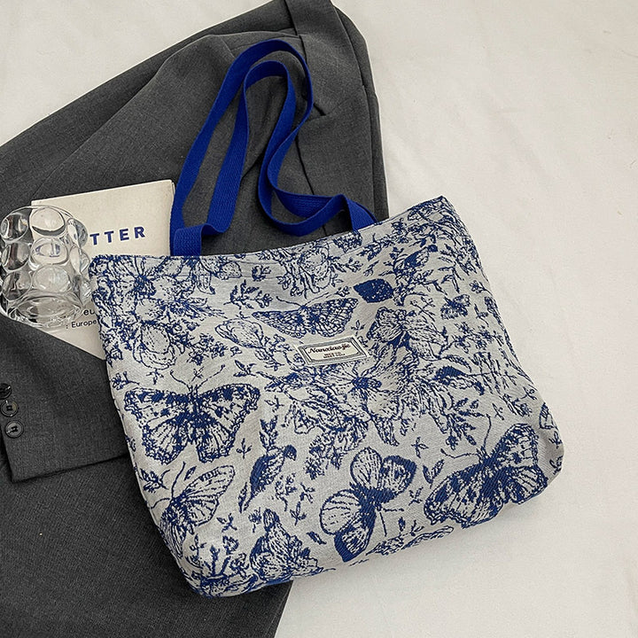Damen Jute-Handtasche mit floralem Design Nord Taschen