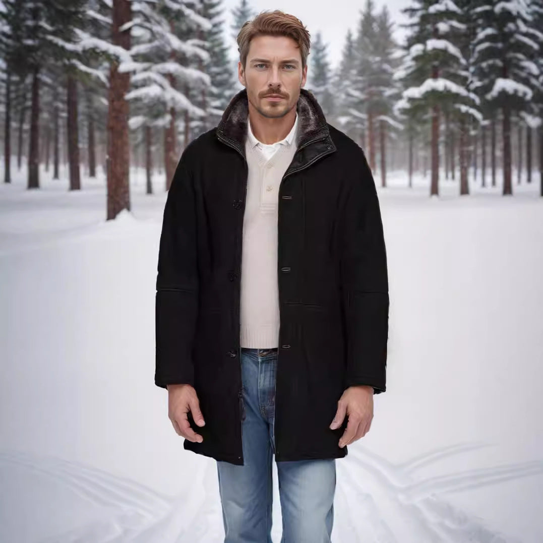 Herren Mantel im Fieldcoat‑Style mit Teddykragen und Zweiwege-Reißverschluss Nord Taschen