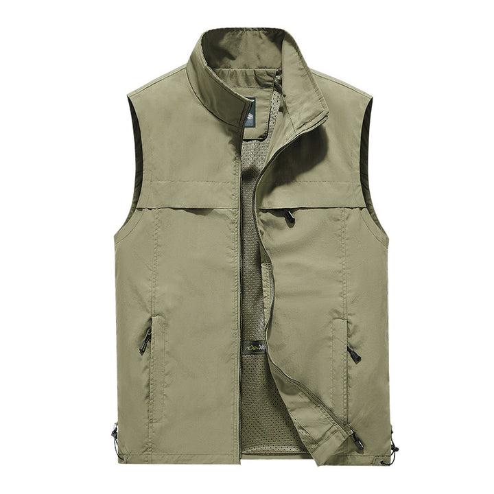 Herren  leichte winddichte Outdoor-Weste mit Stehkragen und Reißverschlusstaschen Nord Taschen