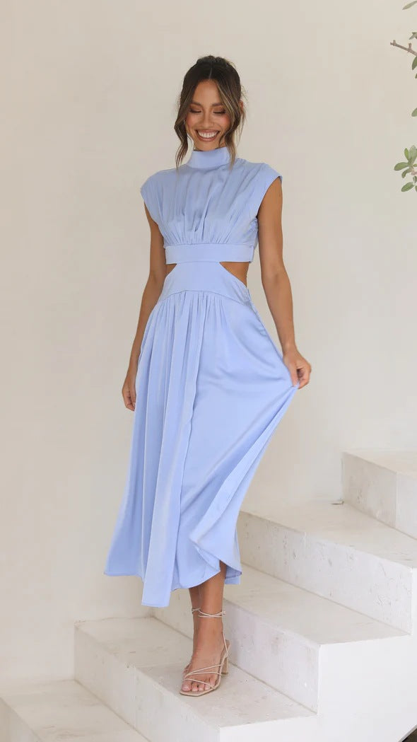 Damen Maxikleid mit kreativem Schnitt und tailliertem Design