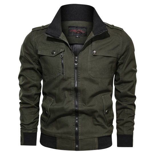 Herren Canvas-Fieldjacke im Bomberstil mit Rippsaum, Stehkragen und Utility-Taschen Nord Taschen