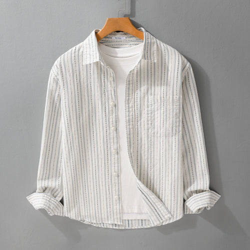 Herren Gestreiftes Overshirt aus Baumwollmix mit Brusttasche und Relaxed-Fit Nord Taschen