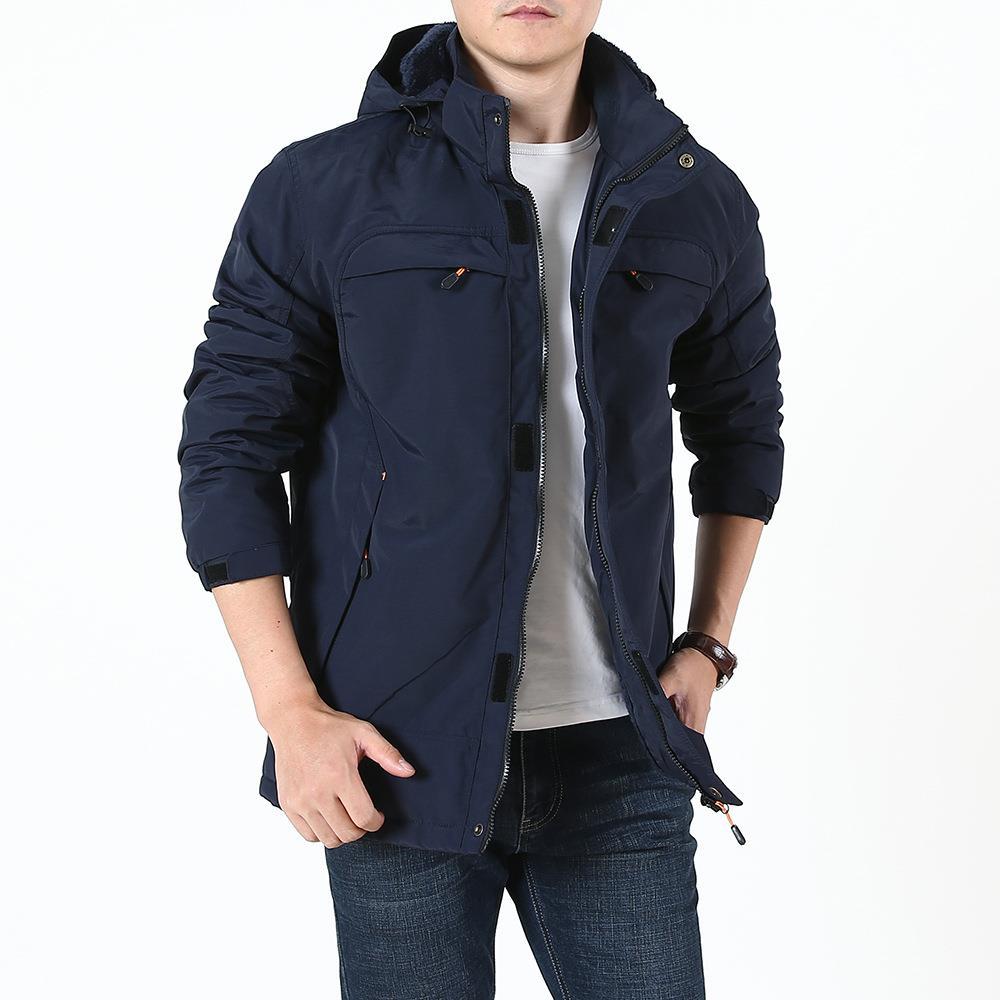 Herren Leichter Softshell-Parka mit Fleecegefütterter Kapuze und Multifunktions‑Taschen Nord Taschen