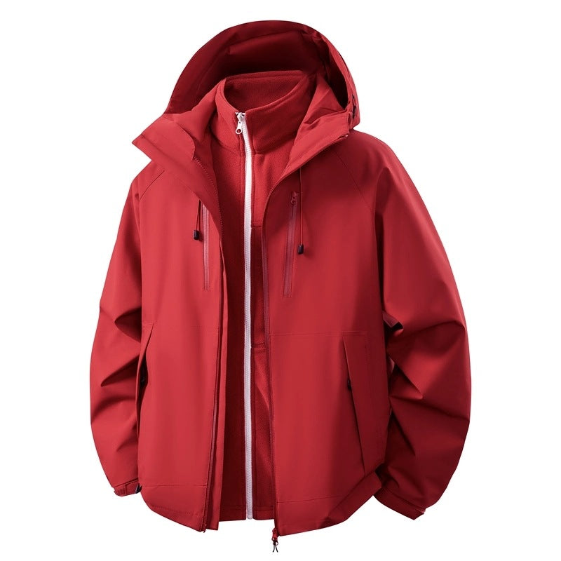 Herren Softshell-Hybridjacke mit abnehmbarem Fleece-Innenfutter winddicht wasserabweisend Nord Taschen