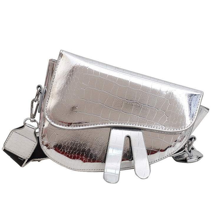 Damen schicke Umhängetasche mit glänzendem Krokodil-Look Nord Taschen