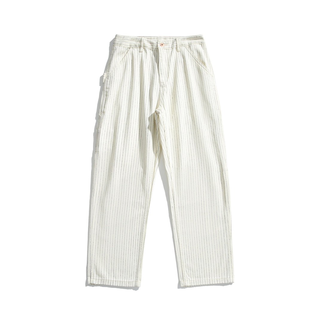 Damen Carpenterhose aus Leinen‑Baumwollmix mit Nadelstreifen und Hammerloop Nord Taschen