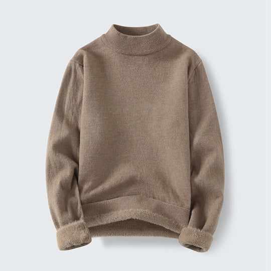 Damen Feinstrick-Mockneck-Pullover mit wärmendem Fleece-Innenfutter und umgeschlagenen Teddy-Bündchen Nord Taschen
