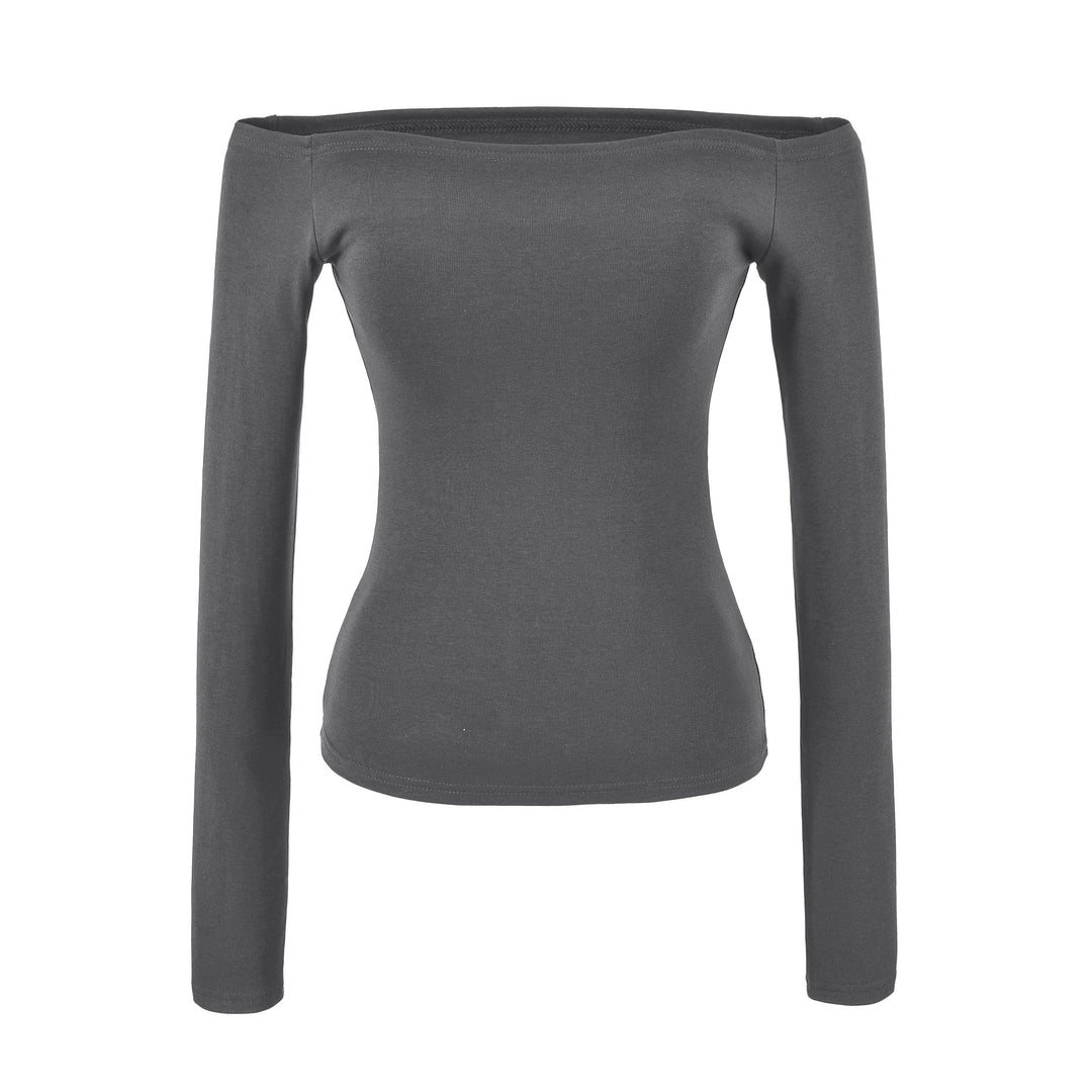 Damen Enganliegendes Off-Shoulder Longsleeve aus Stretch-Jersey Nord Taschen
