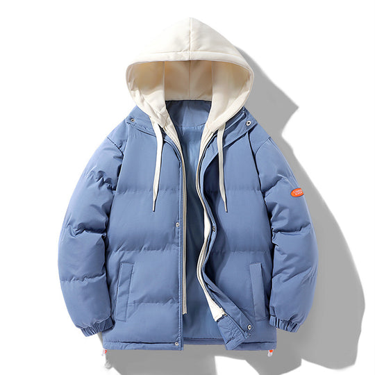 Herren Wattierte Pufferjacke mit kontrastfarbener Kapuze, winddichter Außenhülle und Kordelzug Nord Taschen